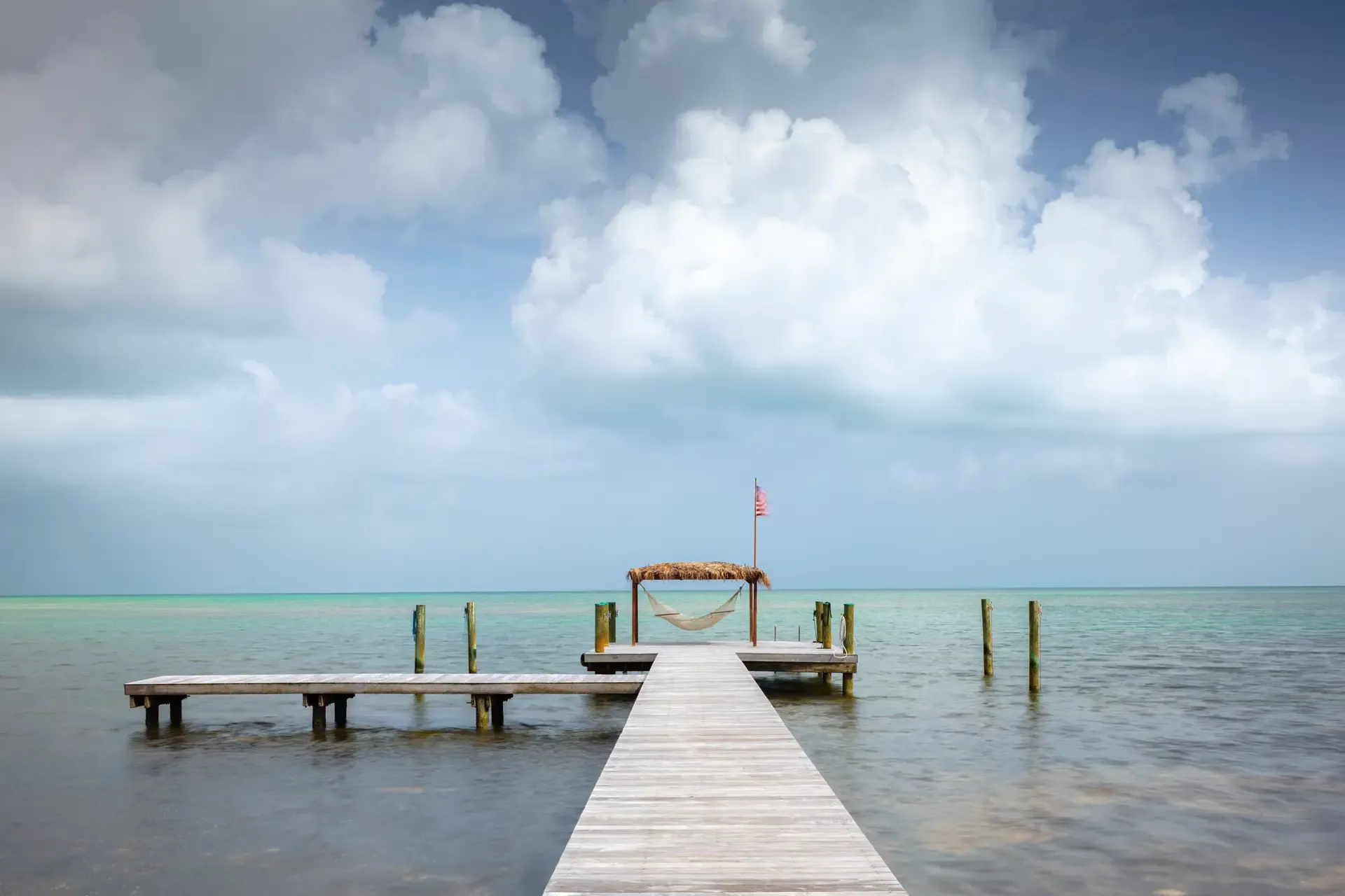 Serene dock over tranquil turquoise waters