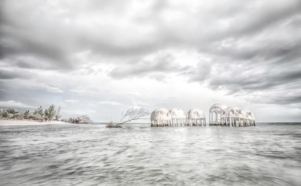 Abandoned dome homes by the sea