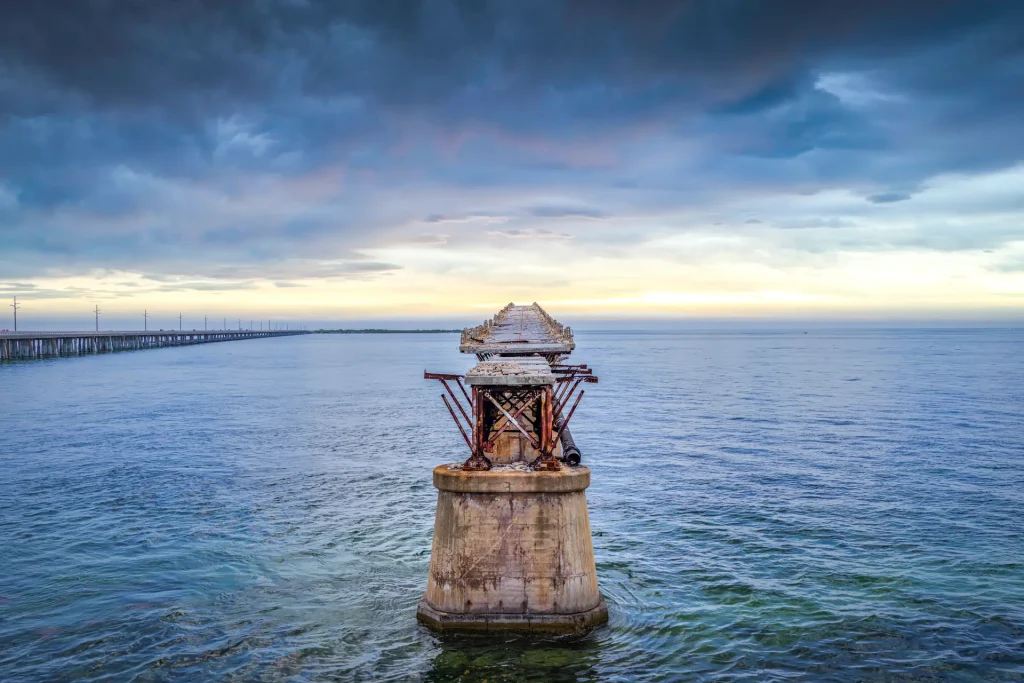 Abandoned structure in calm waters